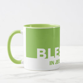イエスモダンの名賛美前の緑のクリスチャン マグカップ