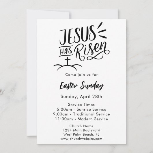 イエスモダンは教会の復活祭の日曜日に復活した 招待状 (正面)
