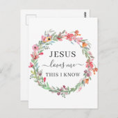 イエスラブミーウォーターカラーフローラリース ポストカード (正面/裏面)