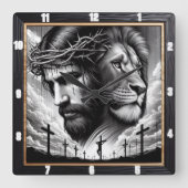 イエスリオン十字信仰 スクエア壁時計 (正面)