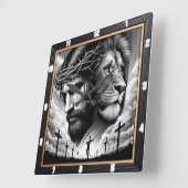 イエスリオン十字信仰 スクエア壁時計 (傾斜)