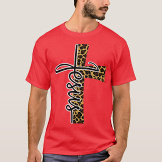 イエスレオパード十字キリスト教イエスクロスハレルジ Tシャツ