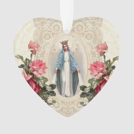 イエスヴァージンマリア宗教ヴィンテージバラレース オーナメント (正面)