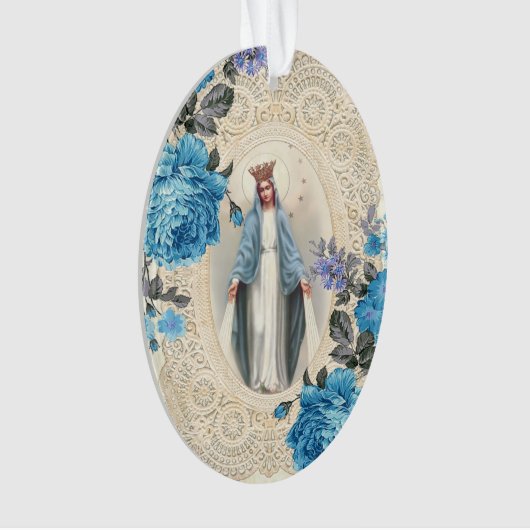 イエスヴァージンメリー宗教的ヴィンテージフローラレース オーナメント (正面)