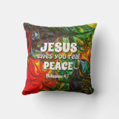 イエス与えの平和 |クリスチャン抽象芸術 クッション (裏面)