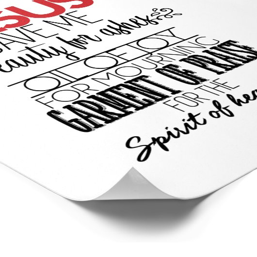 イエス与えは私の美しいの灰の壁の芸術 ポスター (角)