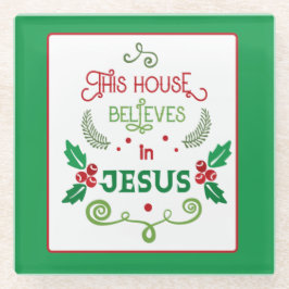 イエス信じの家 ガラスコースター