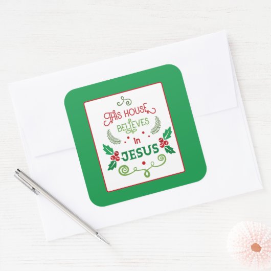 イエス信じの家 スクエアシール (封筒)