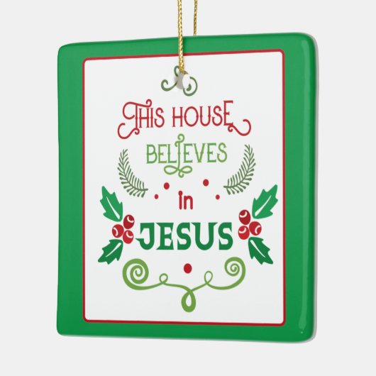 イエス信じの家 セラミックオーナメント (左)