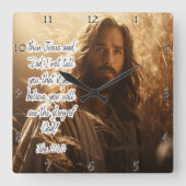 イエス信じ:、栄光、神の約束 スクエア壁時計 (正面)