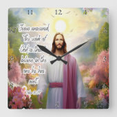 イエス信じ:神の遣わされた方 スクエア壁時計 (正面)