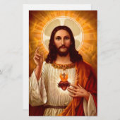 イエス像の美しい宗教的聖なるハート 便箋 (正面/裏面)