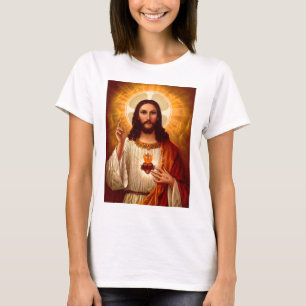 イエス像の美しい宗教的聖なるハート Tシャツ