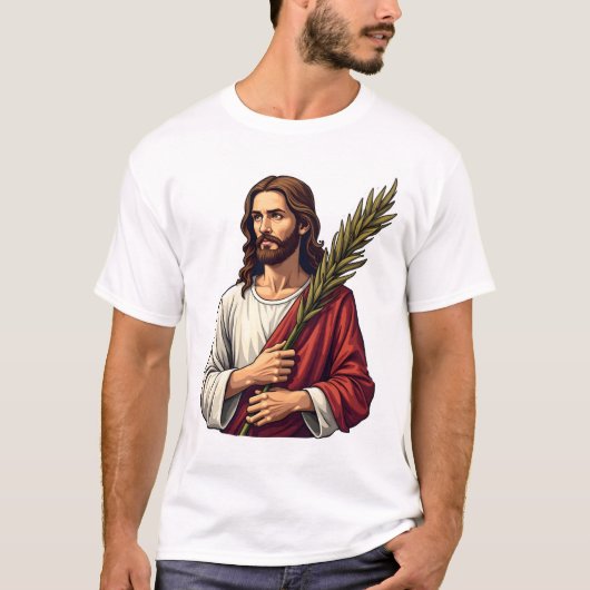イエス勝利のヤシの木 ビンテージ風彫刻Tシャツ 2 Tシャツ (正面)