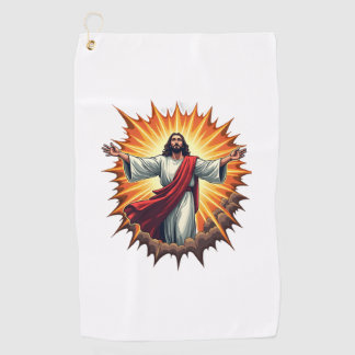 イエス勝利バーストビンテージ彫刻Tシャツ ゴルフタオル