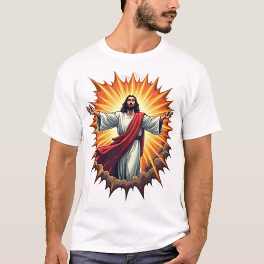 イエス勝利バーストビンテージ彫刻Tシャツ Tシャツ (正面)