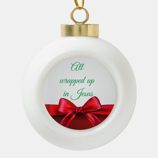 イエス包まれた様の陶製ボールクリスマスか セラミックボールオーナメント (正面)