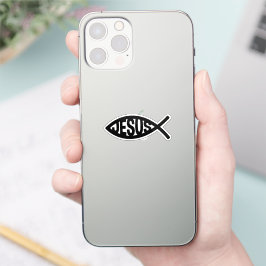 イエス名のブラックキリスト教魚シンボル シール