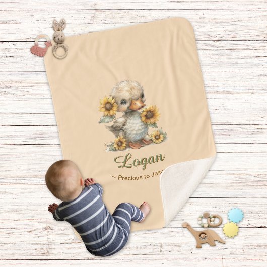 イエス大切ベビー名パーソナライズされたダックへ シェルパブランケット