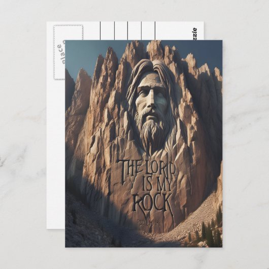 イエス威厳のあるの像:主は私の岩である ポストカード (正面/裏面)
