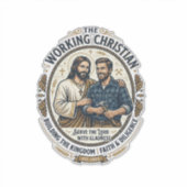 イエス建設業Tシャツキリスト教グラフィック シール (正面)
