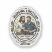 イエス建設業Tシャツキリスト教グラフィック_ シール (正面)