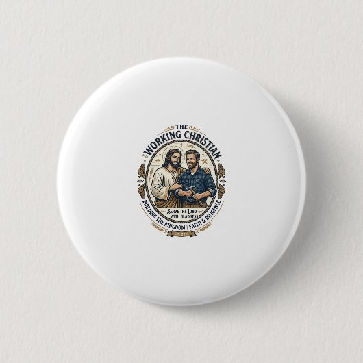 イエス建設業Tシャツキリスト教グラフィック 缶バッジ (正面)