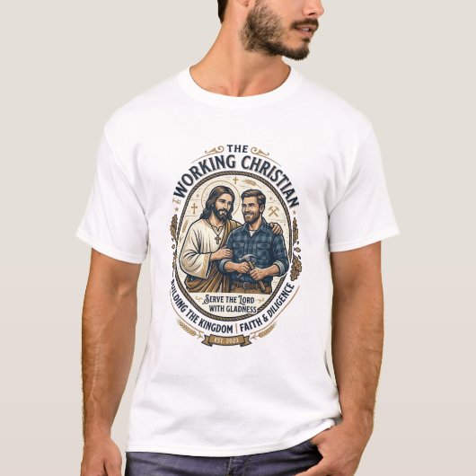 イエス建設業Tシャツ キリスト教 グラフィック Tシャツ (正面)