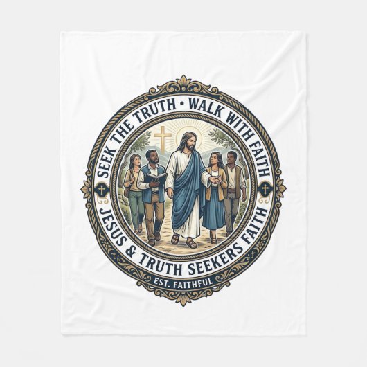 イエス弁証学神学オタクTシャツ信仰ベース フリースブランケット (正面)