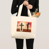 イエス救の磔写真 ラージトートバッグ (正面(商品))