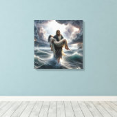イエス救は嵐に巻き込まれた若い女 キャンバスプリント (インサイチュ (ウッドフロア))