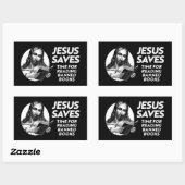 イエス救は、図書館の本をチェックして 長方形シール (シート)