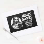 イエス救は、図書館の本をチェックして 長方形シール (封筒)