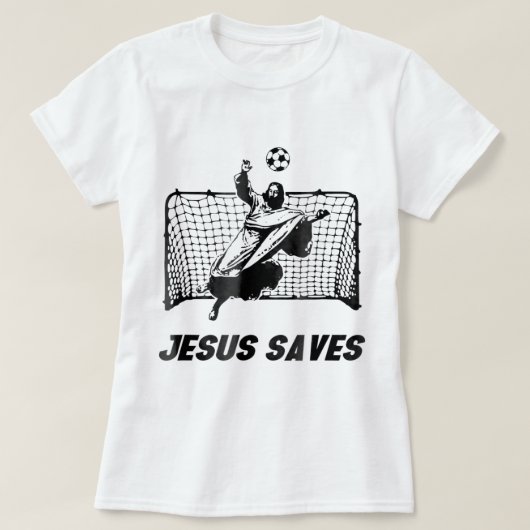 イエス救イエス救サッカーゴールゴアリー Tシャツ (デザイン正面)