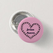 イエス救ハート 缶バッジ (正面&裏面)
