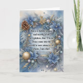イエス救バースブルーフローラクリスチャン・クリスマス シーズンカード (正面)