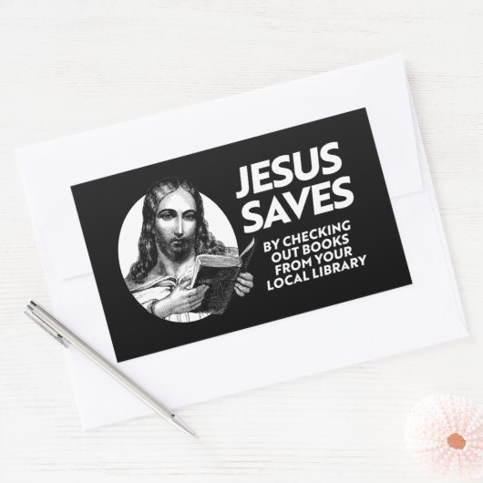 イエス救様の禁書読の時間 長方形シール (封筒)