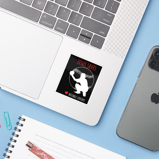 イエス救野球捕手のおもしろいスポーツ愛好家 シール (ノートパソコンとiPhone)