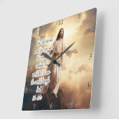 イエス救:世界、ヨハネ3:17 スクエア壁時計 (傾斜)