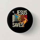 イエス救Iキリスト教の信仰イエス・サッカーの神 缶バッジ (正面)