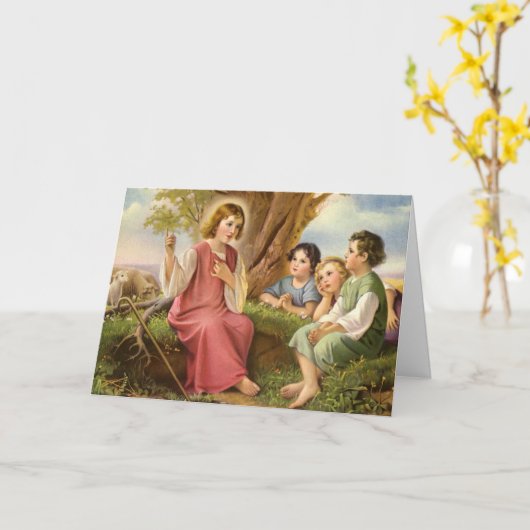 イエス教えキリストの子供たち,ヴィンテージ宗教 カード (黄色い花)
