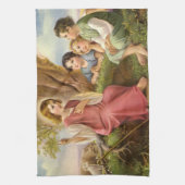 イエス教えキリストの子供たち，ヴィンテージ宗教 キッチンタオル (縦)