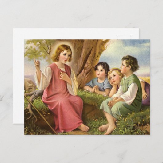 イエス教えキリストの子供たち,ヴィンテージ宗教 ポストカード (正面/裏面)