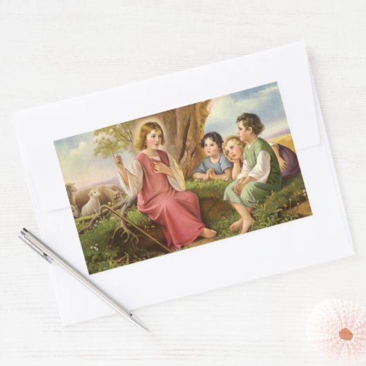 イエス教えキリストの子供たち，ヴィンテージ宗教 長方形シール (封筒)