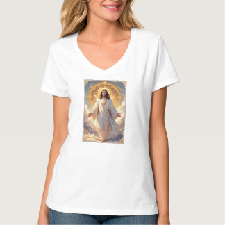 イエス昇天 キリスト教 女性VネックTシャツ Tシャツ