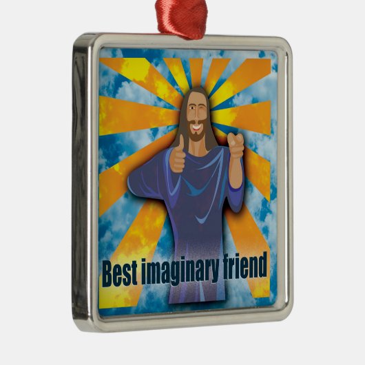 イエス最高のの想像上の友ユーモアのある友と無神論者 メタルオーナメント (右)