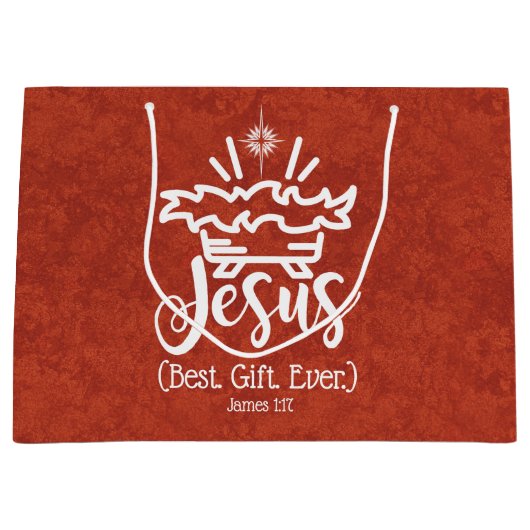 イエス最高のギフトはクリスマス聖なる書物、 経典赤 ラージペーパーバッグ (正面)