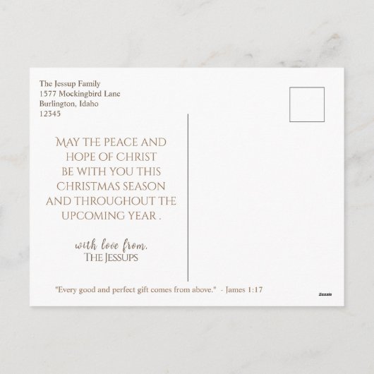 イエス最高のギフトエバークリスマス出生聖なる書物、 経典 シーズンポストカード (裏面)