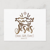 イエス最高のギフトエバークリスマス出生聖なる書物、 経典 シーズンポストカード (正面)