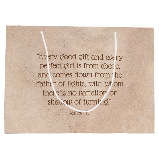 イエス最高のギフトエバークリスマス聖なる書物、 経典クリーム ラージペーパーバッグ (裏面)